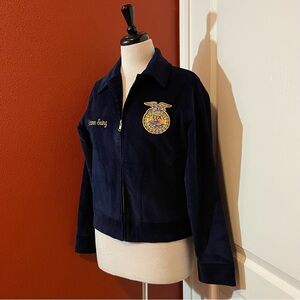 FFA National Women’s Navy Blue Corduroy Utility Chain Stitched Rockers Jacket